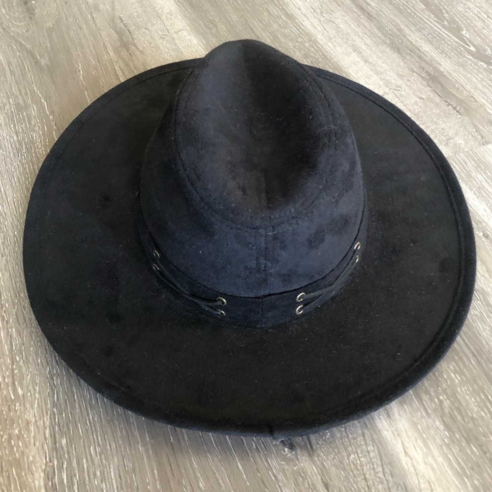 Black stylish wide brim hat